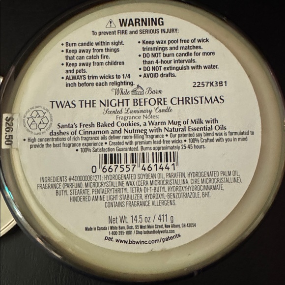 NEW TWAS THE NIGHT BEFORE CHRISTMAS Santa’s Cookies White Barn Bath & Body Works - Picture 9 of 10